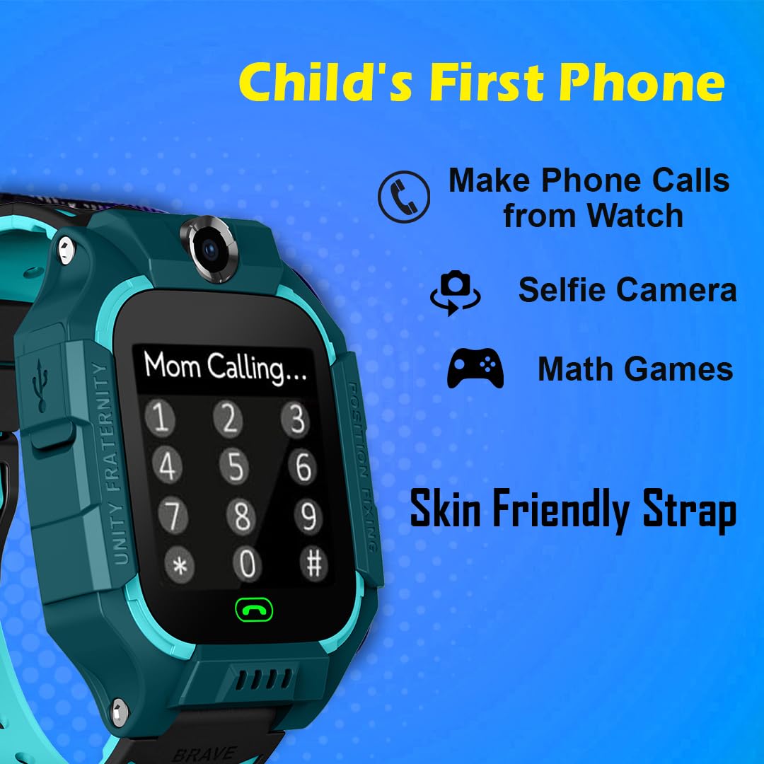 MELBON® 2G Sim Card SmartWatch for Kids, LBS Location Tracking, Voice Message, Cameras, 2G Voice Calling & Message, SOS, Geo-Fencing, Games - Perfect for Child Safety and Entertainment (Ocean Green) 2