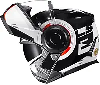 Capacete Escamoteavel LS2 Scope Arch Branco e Vermelho Brilhante Articulado Robocop