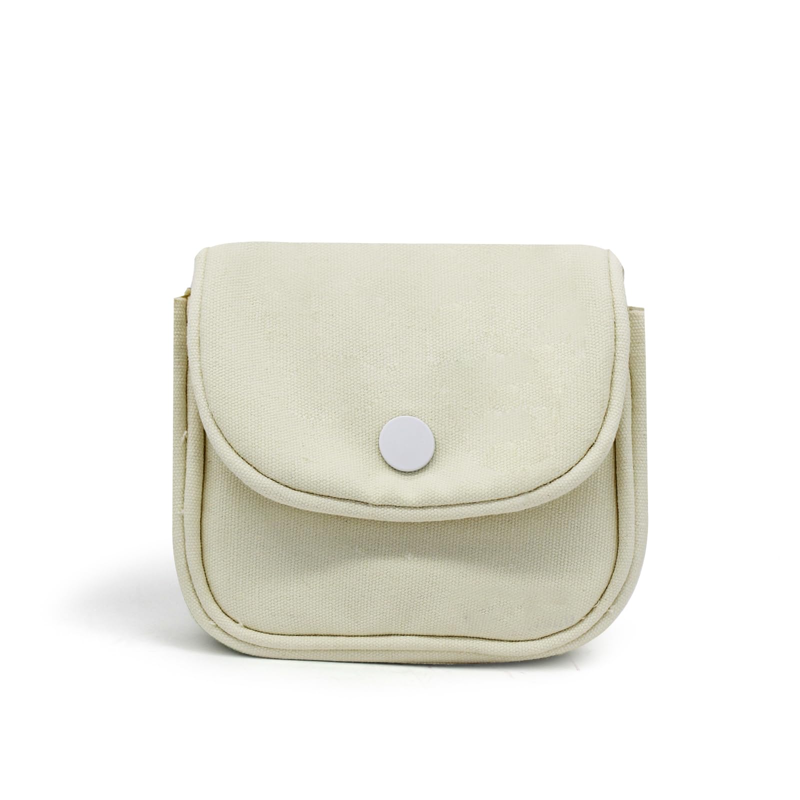AdiStylinno Women Coin Purse, Cute Button-Snap and Zipper Closure Small Wallet, Canvas Wallet for Women Traveling Working (Beige)