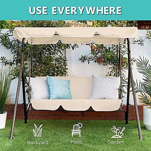 Bturyt Outdoor Porch Swing Canopy Waterproof Top Cover Set Patio Canopy Swing Cover Outdoor Swing Canopy Replacement Waterproof Uv Resistant Durable Removable (Top Cover + Chair Cover) #TOP5