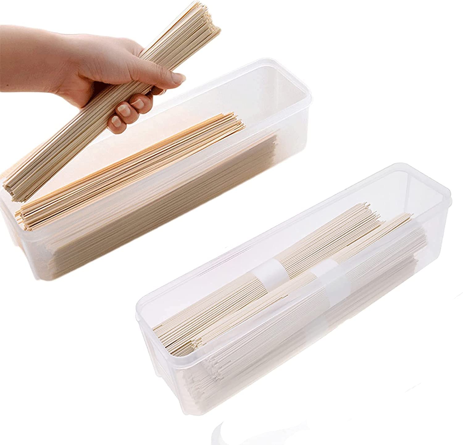 LATRAT 2 scatole portaoggetti, spaghetti, pasta, contenitore per pasta con coperchio per cibo secco
