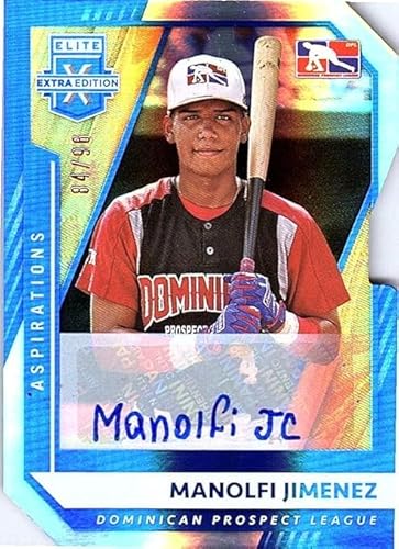 Manolfi Jimenez Autographed Serial Numbered #84/96 Aspirations Collectible Die Cut Baseball Card - 2021 Panini Elite Extra Edition Baseball Card #198 (Phillies)