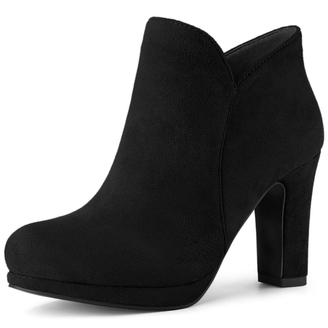 Allegra K Womens Round Toe Chunky Heeled Ankle Heel Boots