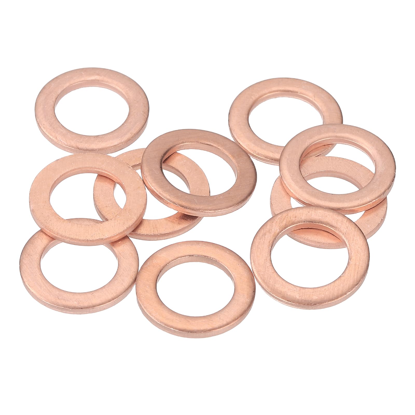 PATIKIL M10 Copper Flat Washers, (16mm OD 1.5mm Thick) (14 Pcs), Sealing Ring Automotive Drain Plug Gaskets Flat Oil Crush Washer Spacers, Suit for - Fasten Screws/Faucets