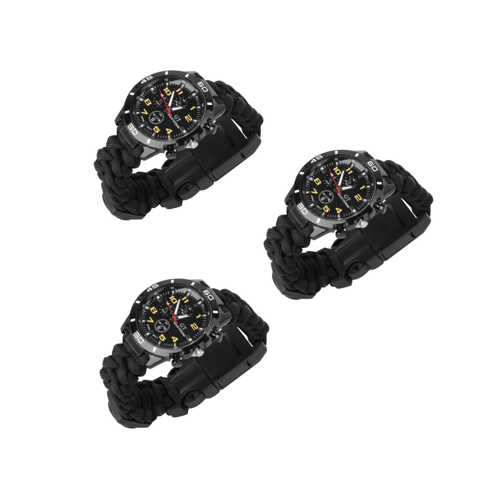 PACKOVE 3 Pezzi 3 1 Orologio Con Cinturino in Cordino Orologio Da Alpinismo 3 in 1 Con Bussola Da Esterno Orologi Da Corsa Della Bussola Cinghia Multifunzione