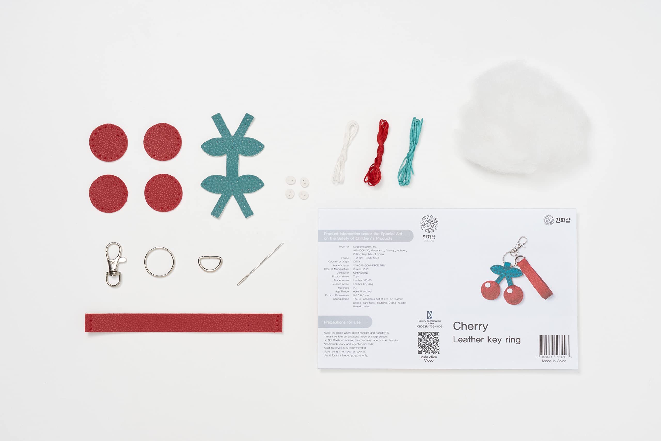 Diy Leather Keyring Making Kit Cherry Beginner Sewing Kit Kids