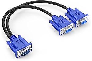 VGA Splitter 1 Male to 2 Female Adapter to Connect 2 Monitors to 1 Computer