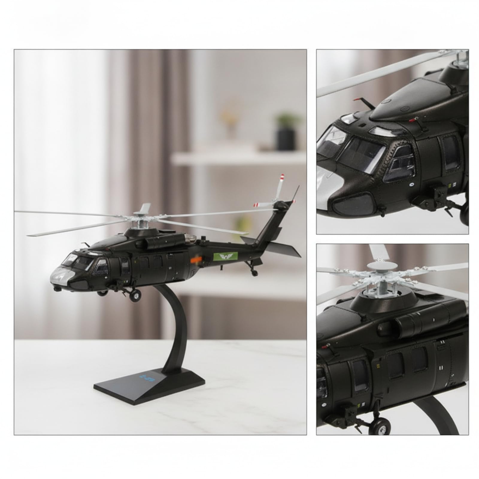 Modellino di Elicottero Militare Elicottero con Piedistallo Statico Modello in Metallo per Esposizione, Ufficio, 1 48, Versione Terrestre Z-20