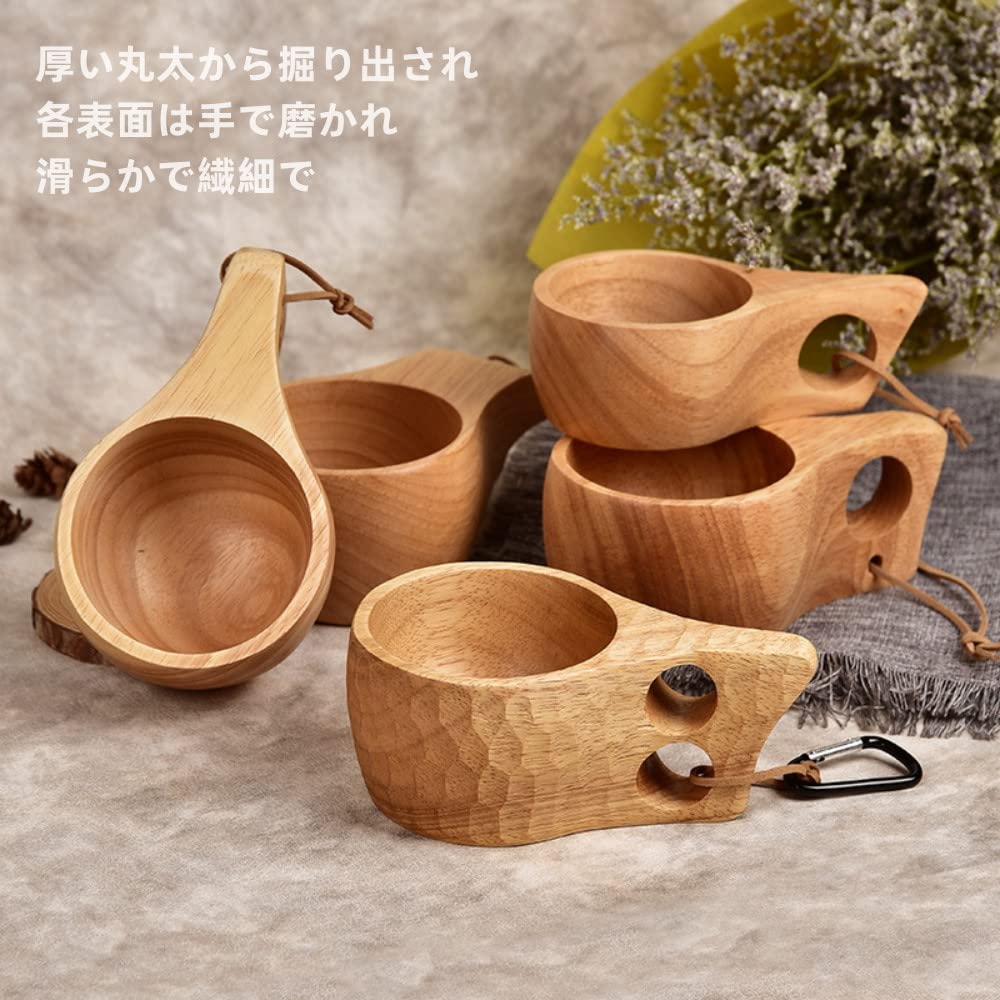 Amazon.co.jp: 手作り 木製マグカップ 天然ゴム木 北欧風 ハンドメイド