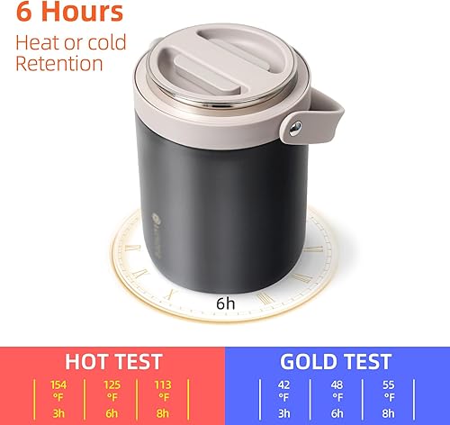 Miniatura 2 de Lonchera térmica para adultos con insertos apilable, caja Bento de acero inoxidable aislado al vacío (60 onzas gris espacial)