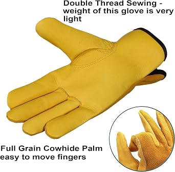 WFX Leather Working Gloves Work Gardening Gloves Thorn Proof Garden Building Heavy Duty Utility Gripper Men Women Breathable and Flexible Construction (M (Pack of 1))
