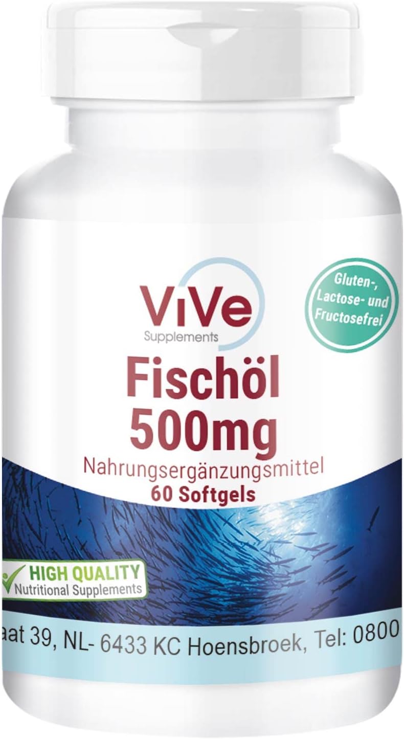 Visolie 500 mg – 60 softgels – omega-3-vetzuren eicosapentaeenzuur (EPA) en docosahexaeenzuur (DHA) | Kwaliteit uit Duitsland van ViVe Supplements