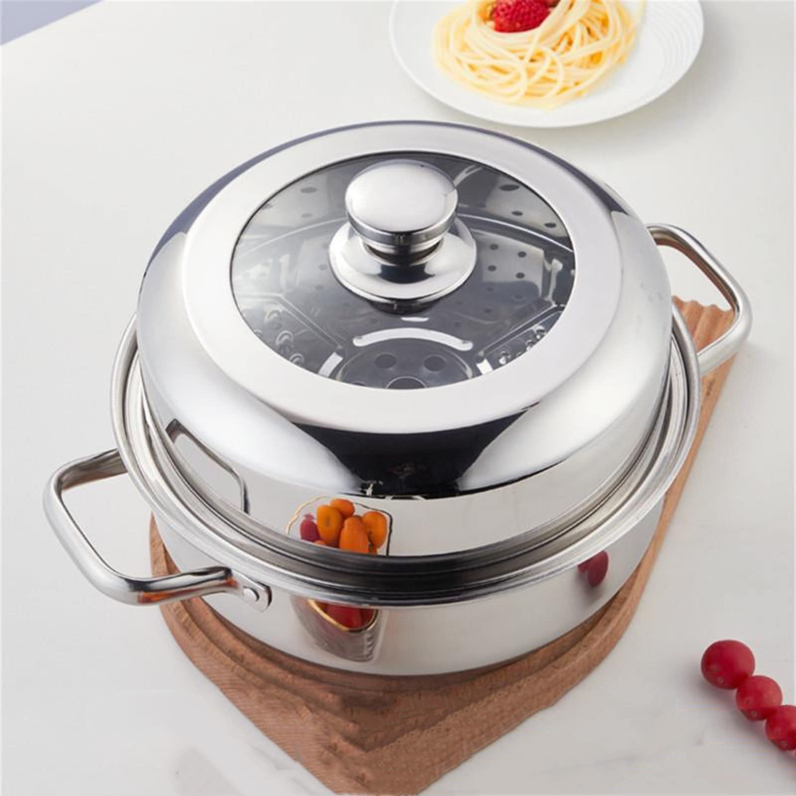 Vaporera de Acero Inoxidable Vaporera Espesada Sopa De Una Sola Capa Olla Caliente para Uso en la Cocina