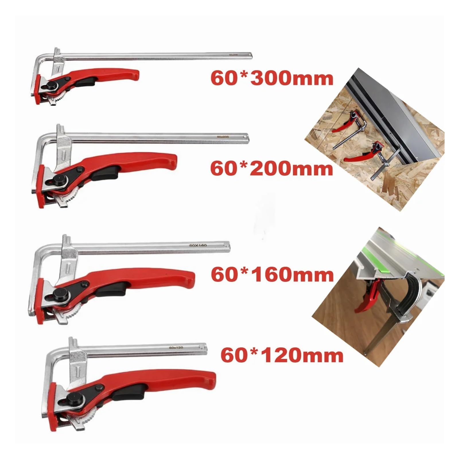 abrazadera de mesa con trinquete Abrazadera de riel de guía rápida, diferentes tamaños F MFT for herramienta manual de, bricolaje, 1 ud./2 uds.(2Pcs 160x60mm)