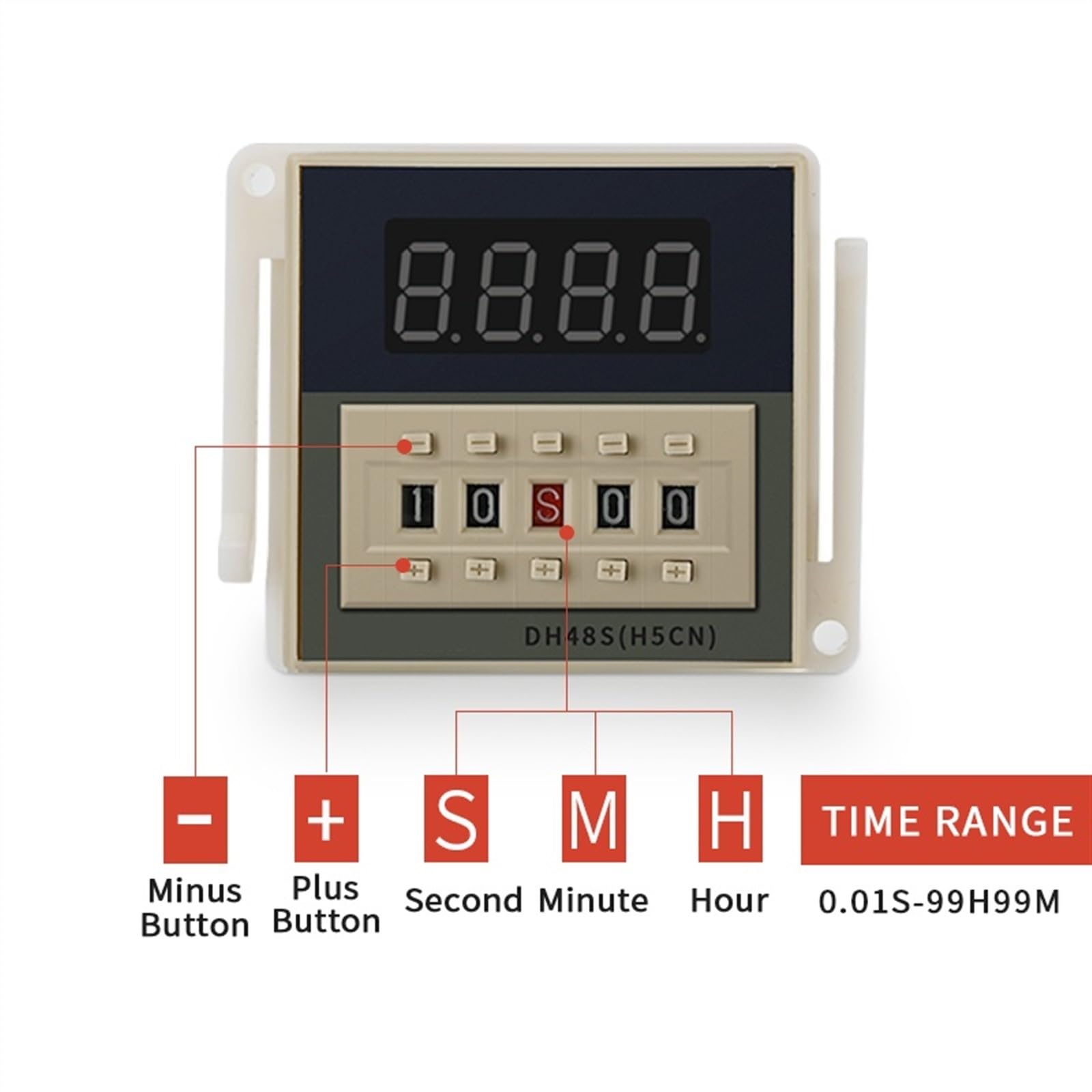 DH48S-1Z LED Temporizzatore Digitale Relè Programmabile Interruttore di Ritardo 0.01S-99H99M Base Presa AC/DC 12V 24V 36V 110V 220V 380V (Size : AC 110V)