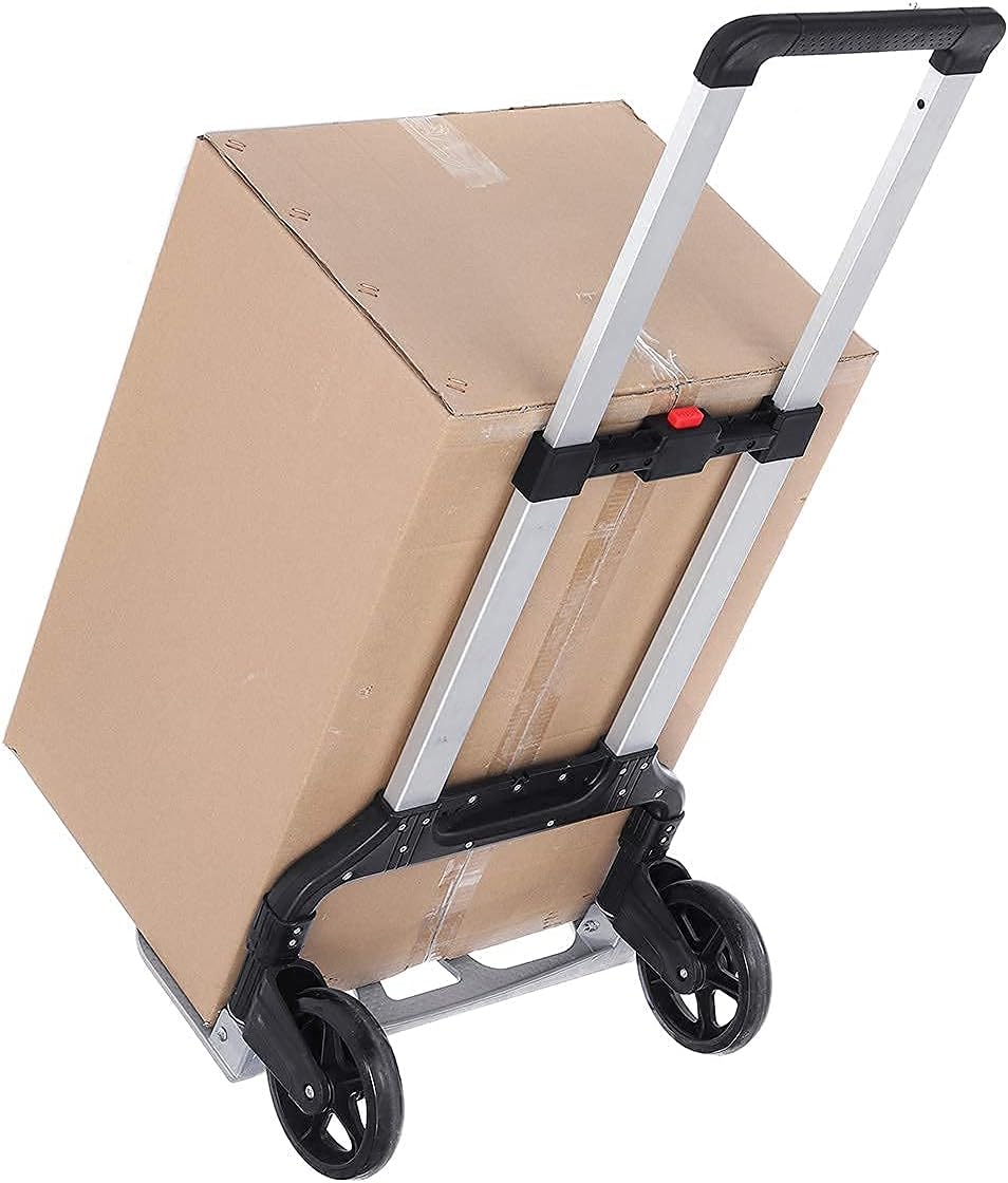 330 lb Folding Hand Truck Heavy Duty Capacity Portable Aluminum Alloy Cart, PVC Wheels with Adjustable Handle and Double Bearings for Luggage Travel Office Auto Moving : Industrial & Scientific