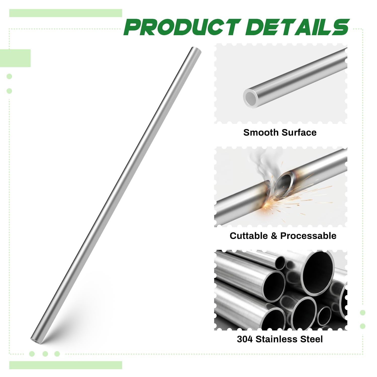 4 piezas de tubos de acero inoxidable 304, 12,7 mm de diámetro exterior x 1 mm de espesor de pared x 300 mm de longitud – Tubo redondo de acero inoxidable sin costuras para modelismo, ingeniería