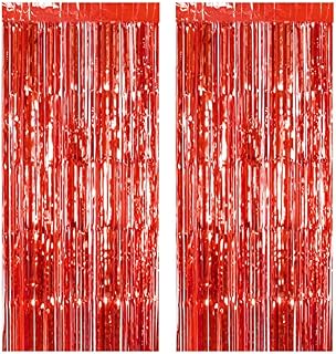 ASTARON 2 Pack Photo Booth Backdrops Silver Foil Fringe Curtains Shiny Metallic Curtain for Wedding Birthday Christmas Halloween Disco Party Favour Decorations