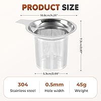 Vista 6 de Infusor de Té de Acero Inoxidable con Coladores, Nuevos Coladores y Filtros de Té 2025 para Té Suelto con Asas Resistente al Calor, Tazas de Colador