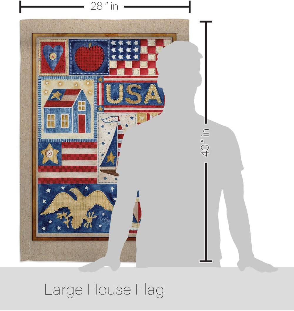 Breeze Decor H111077-BO USA Collage Americana Patriotic Decorative Vertical, House Flag 28"x 40", Multi-Color