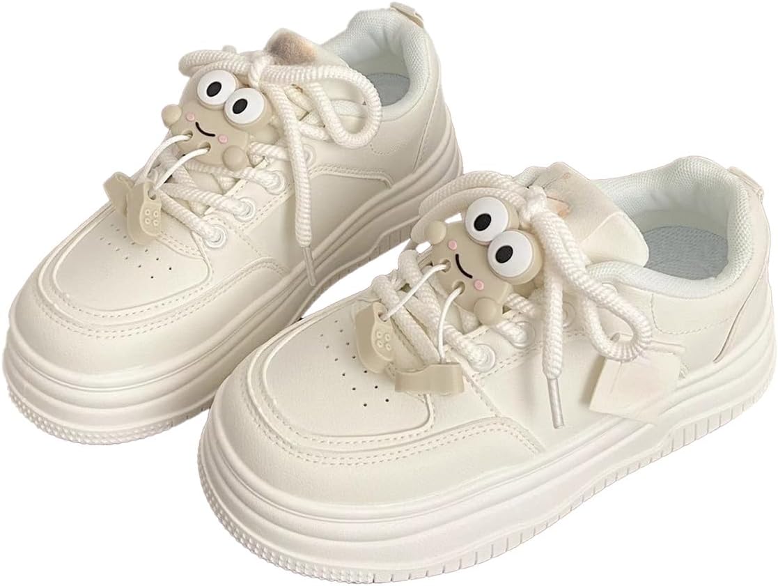 Sneakers for Women Girl Y2K Cute Canvas Preppy Shoes Chunky Walking Streetwear Kawaii Platform Laces Up Fit Well