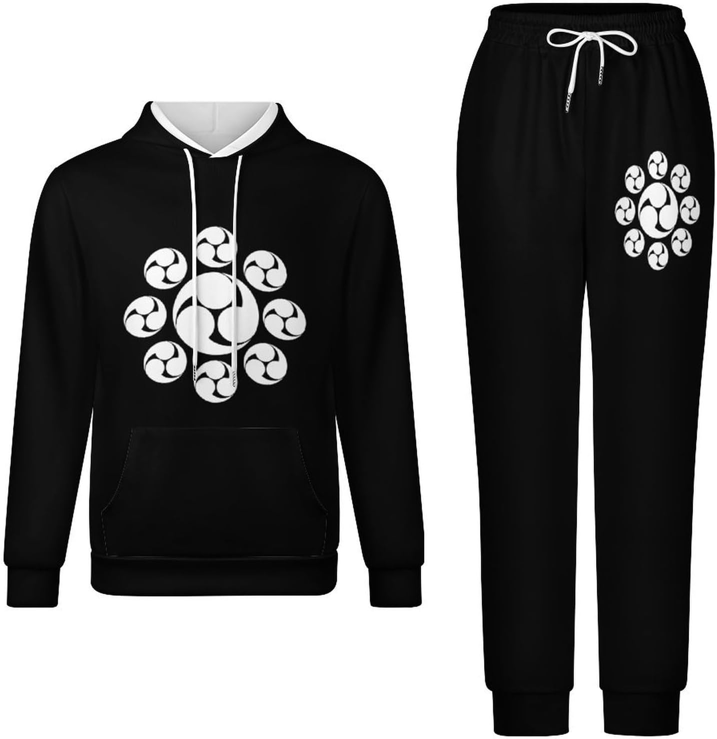 ZKCASA] スウェット パーカー 上下セット 長袖 長尾氏家紋 九曜巴 秋冬