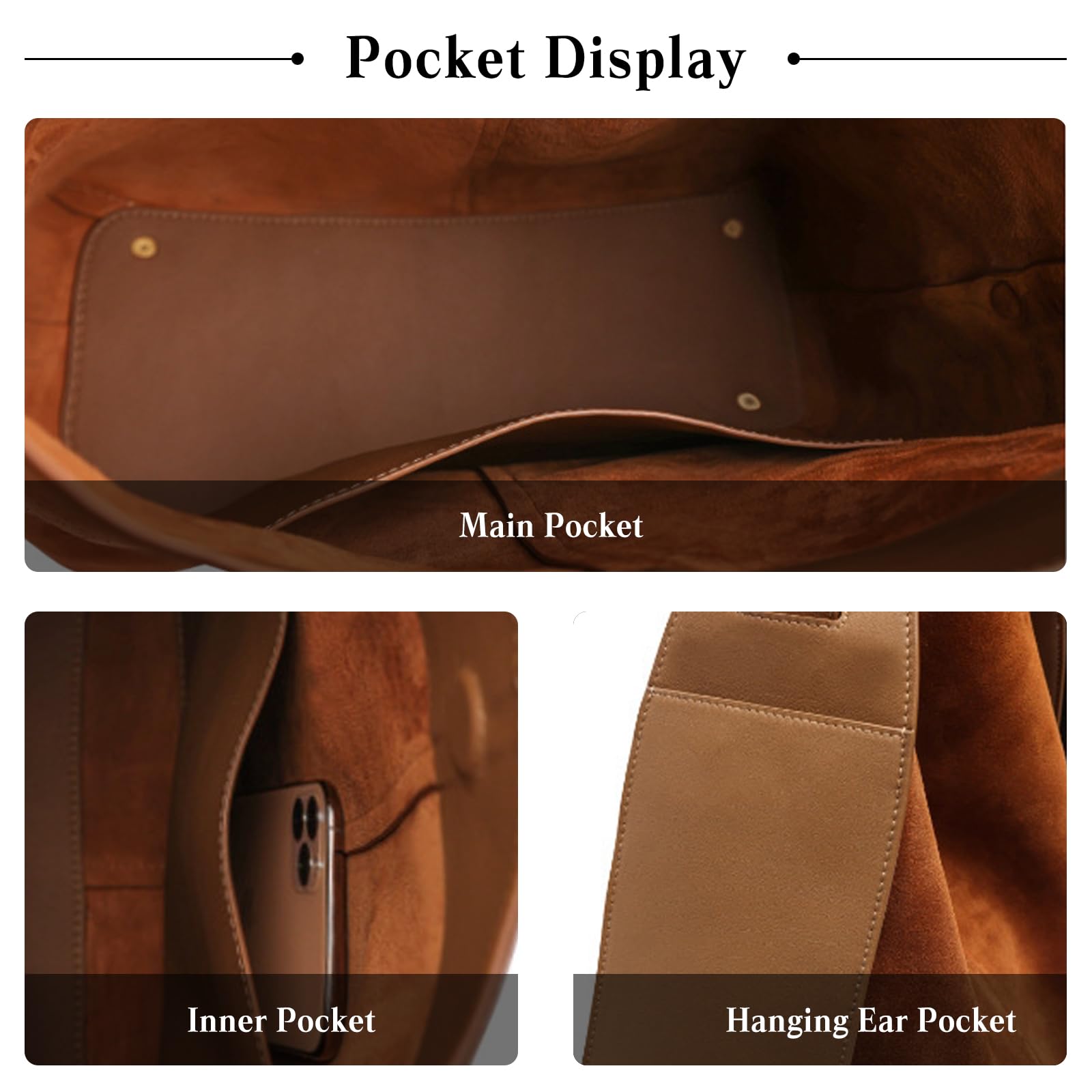 CORIOS Bolso de Mano de Ante para Mujer Otoño Invierno Bolso de Hombro Gran Bolsa Shopper Suave Bolso Tote Retro Bolso Bandolera Elegante Bolsa de Mensajero para Trabajo Viajes Compras Verde L