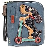 Chala Group Weinder Dog on Scooter Zip-Around Wallet/Wristlet Dachshund, Indigo, 5