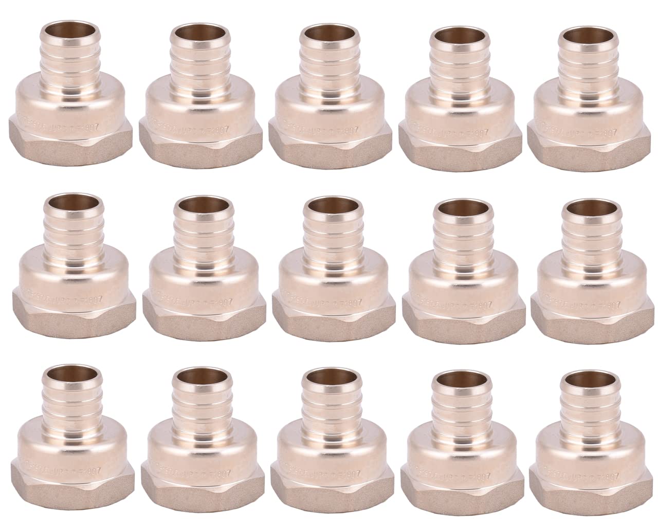 Accesorios de latón F1807 PEX y adaptador 3/4 PEX x 3/4 FPT para tuberías de agua en pack de 15