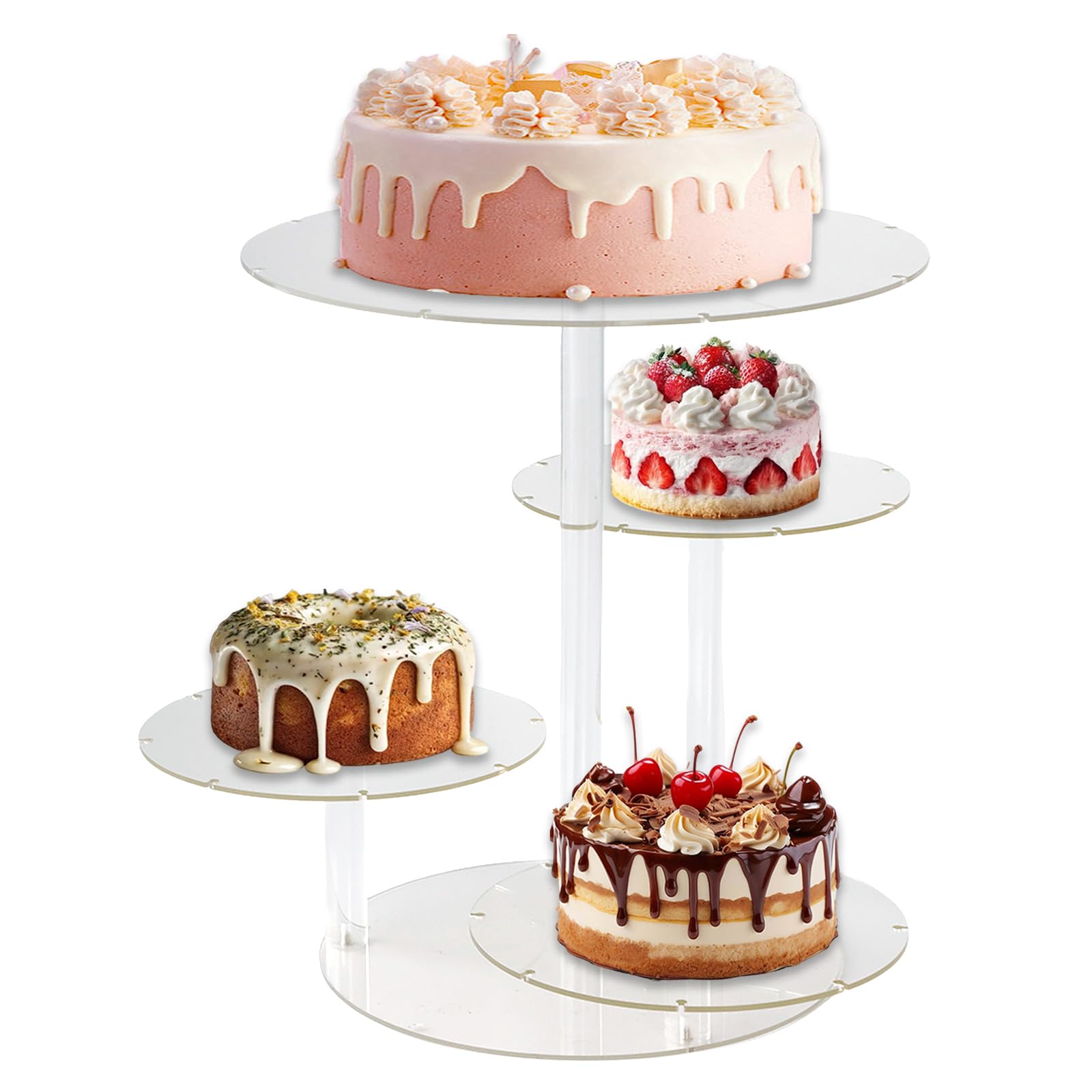 QZDAFFIC 4 Tier Acrylic Cake Stand, Clear Round Cupcake Display