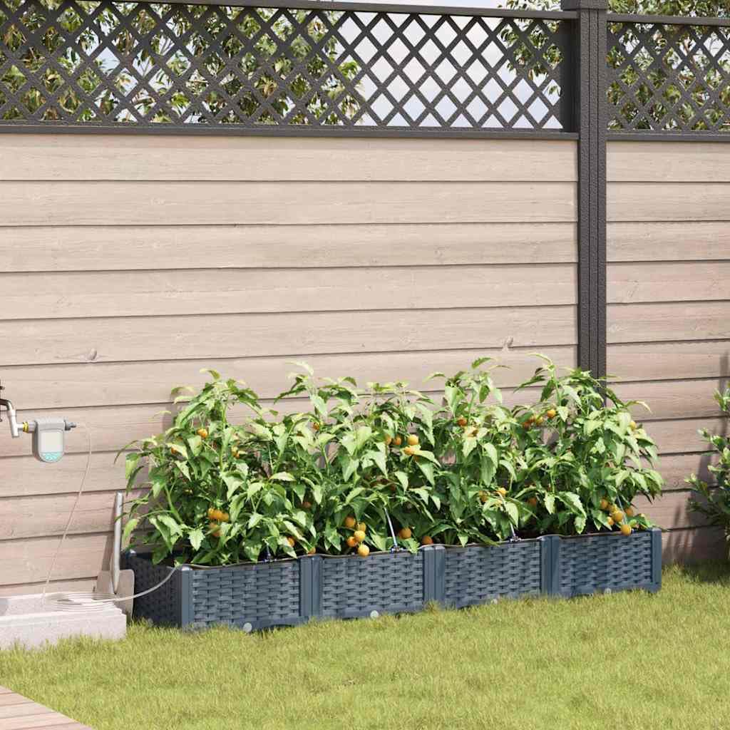 vidaXL Doniczka ogrodowa 4 pcs Jasnoszary 160 x 40 x 22 cm, Ogród i taras, nowoczesna doniczka samonawadniająca, trwały pojemnik na rośliny patio