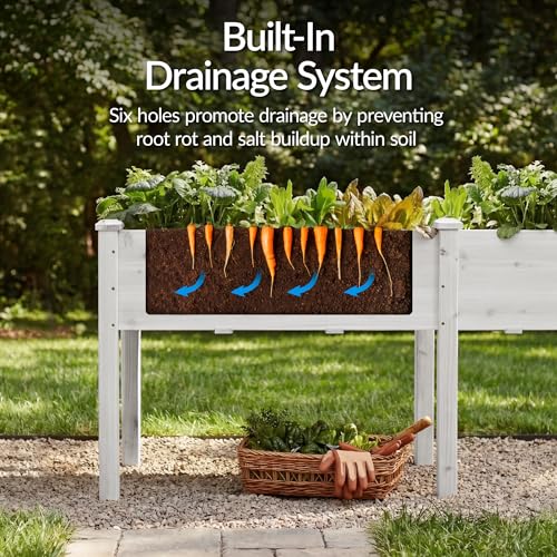Image of Best Choice Products 72x24x30in Raised Garden Bed, Elevated Wood Planter Box Stand for Backyard, Patio, Balcony w /Divider Panel, 6 Legs, 300lb Capacity - White