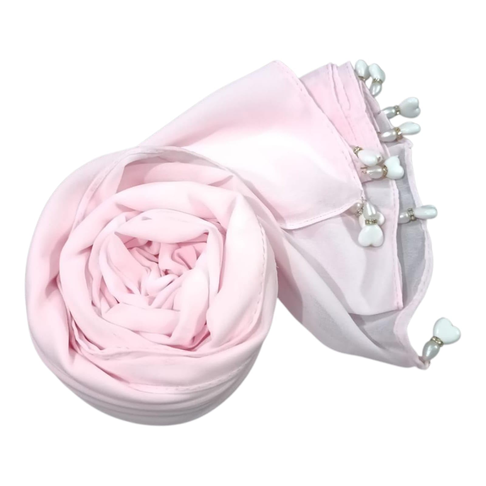 Premium Heart Shape Moti Latkan Hijab for Women and Girls | Elegant Georgette Hijab with Stylish Pearl Tassel | Size 180x70 cm-picture-39