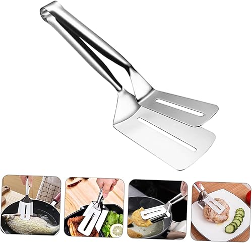 Miniatura 2 de FUNOMOCYA 1 unid de acero inoxidable espátula pinzas de parrilla de carne de res utensilios de cocina para huevo de pescado pinzas de alimentos de