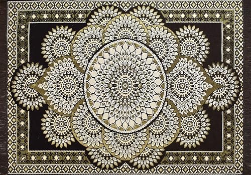 Image of Premium Cotton Carpet for Living Room 5 X 7 FEET | Carpet for Hall /Area Rugs /ChenilleCarpet /CottonCarpet /Carpet for Living Room /Kalin & Dari | Reactangular (Coffee)