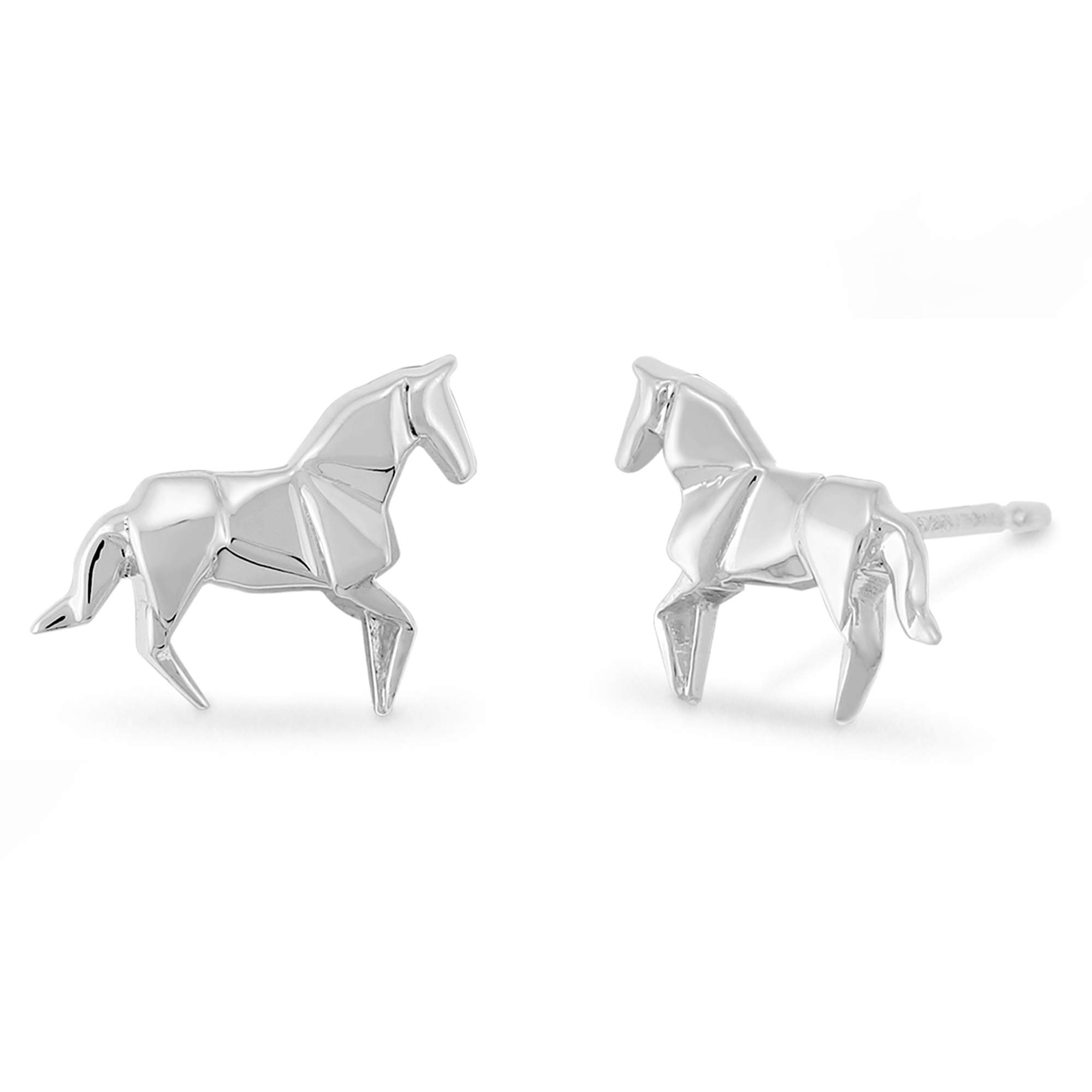 Boma Jewelry Sterling Silver Origami Horse Stud Earrings
