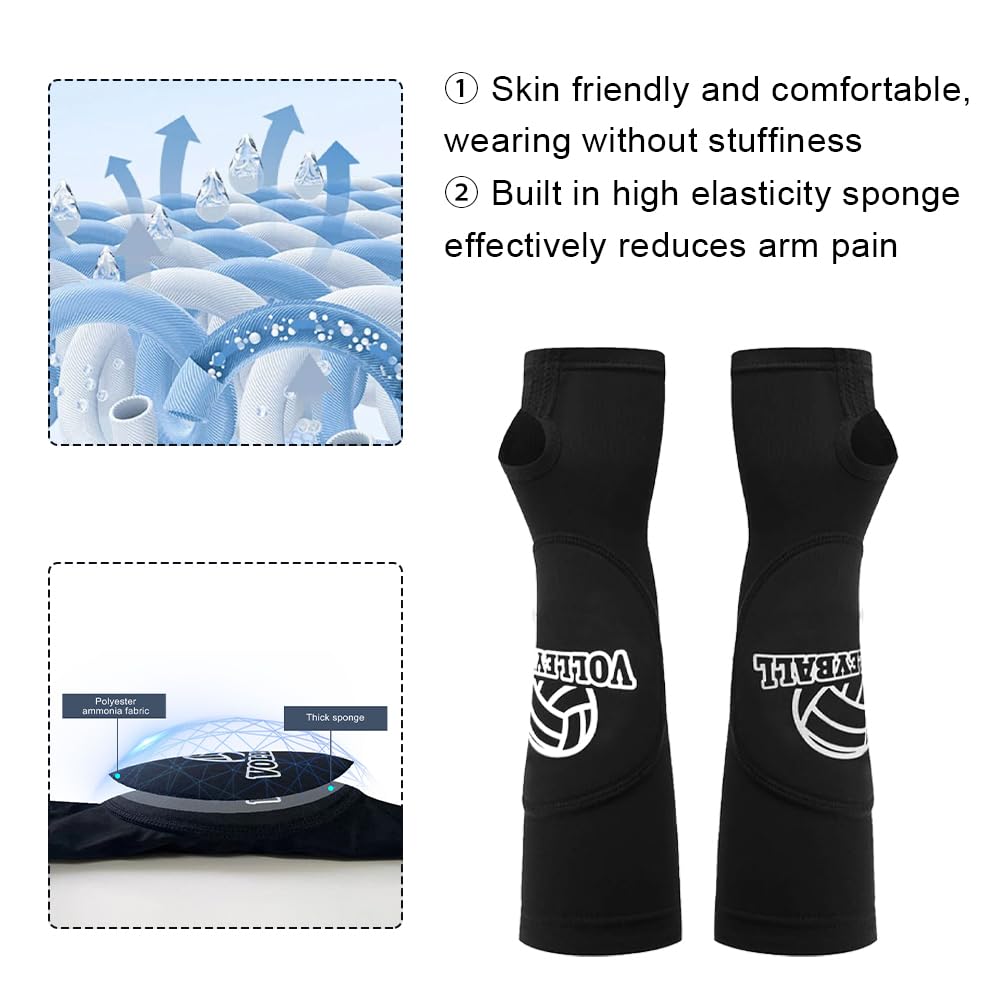 Manguitos Voleibol,Protector Antebrazo Voleibol Mujer,Mangas Volleyball,Manguitos Voleibol Niña,con Almohadillas Protectoras y Orificios para Pulgares para Golf Ciclismo y Baloncesto
