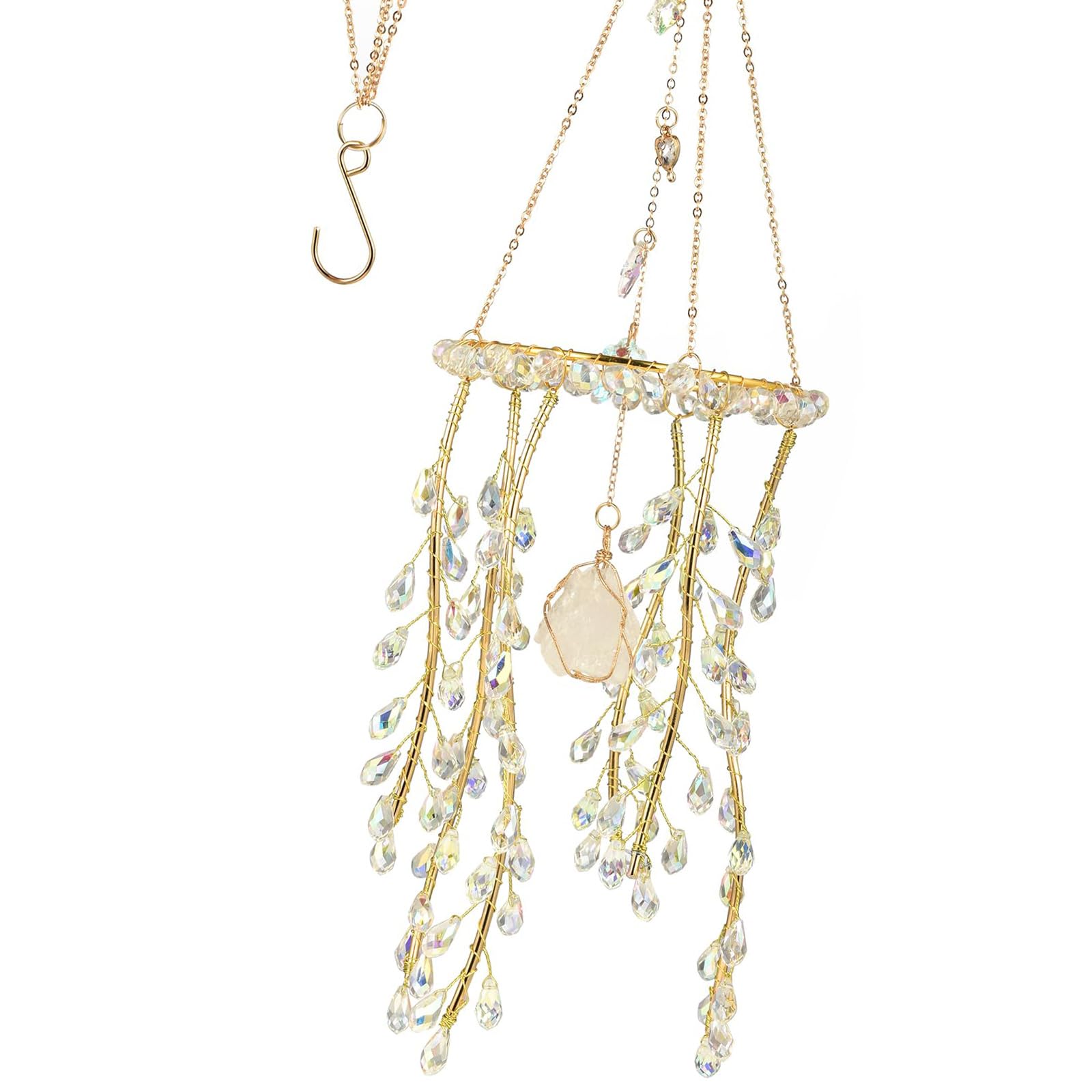 Branch Crystal Suncatchers Window Hanging Crystal Drops Prismas Rainbow Makers Wind Chimes for Home Garden Decoration Wind Chimes for Outside