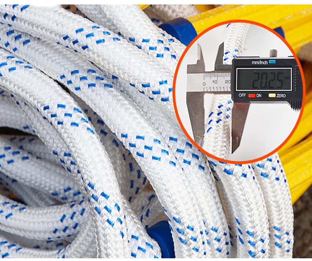 Corde de sécurité Incendie, Échelle de Corde d'évacuation d'urgence en Cas d'incendie avec 2 Crochets, antidérapante et Ignifuge
