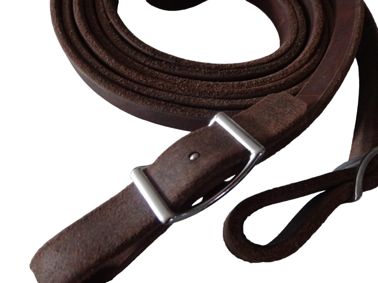 Superweiche handgefertigte Lederzügel mit Wiegeschnalle Silberfarbig, Fettleder, Robust, in Verschiedenen Längen, Schwarz, Braun, Cognac, 12mm breit (Braun, 2,90m)