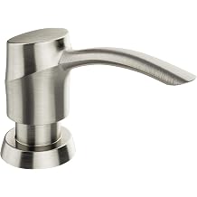 Clirass Soap Dispenser for Kitchen Sink Brushed Nickel, Built-in Dispenser, ABS Dispenser Pump with 17 oz PET Bottle, Refill from Top