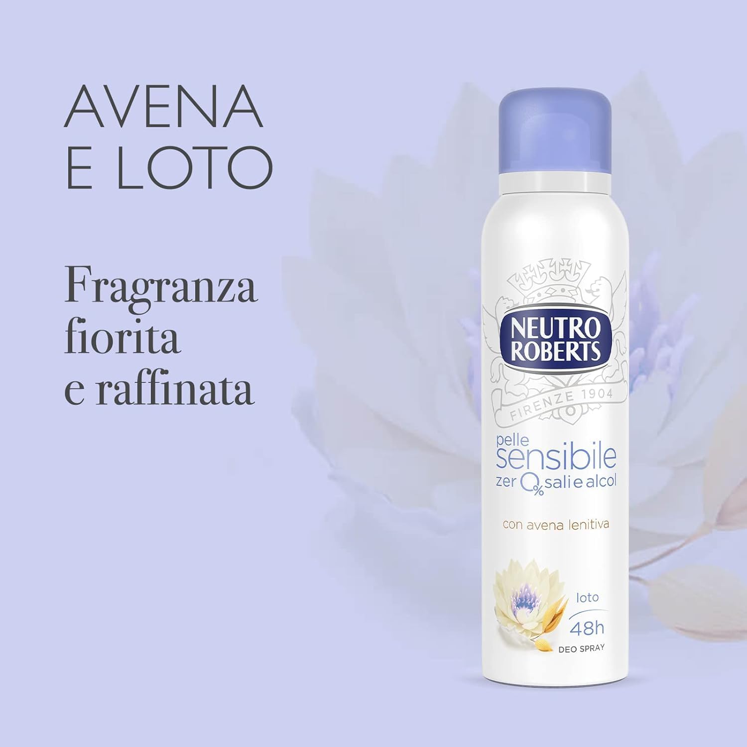 Italian Gourmet Deodorante Spray Avena 12 x 150ml Deospray 48h sensibel | Fiore di loto, senza alcool e sali di alluminio, sanft zur empfindlichen, Gesamtnettogewicht 1,8 L + Kostenlos Polpa 400g