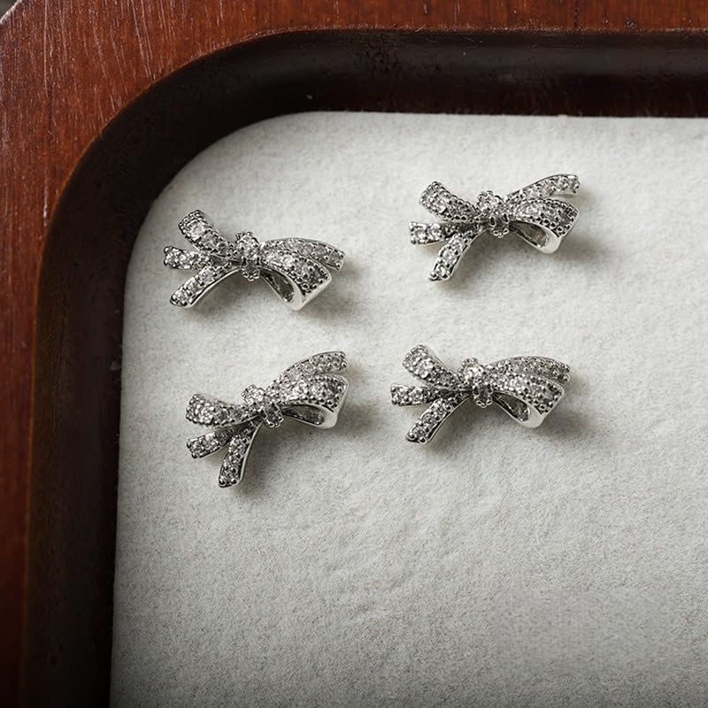 Bow Nail Charms Set 3PCS 13.5x6.5mm 3D Zircon Rhinestone Nail Art Decorations Elegant Cute Nail Accessories Kit