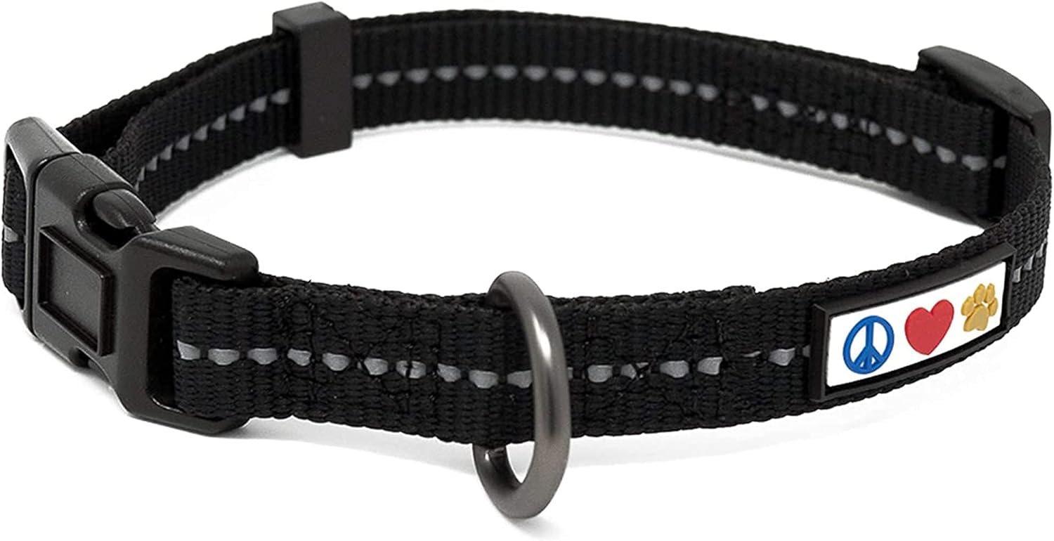 Pawtitas Value Bundle Set | Medium Reflective Recycled Dog Harness + Medium Reflective Recycled Dog Collar + Medium/Large Reflective Recycled Dog Leash – Black Set