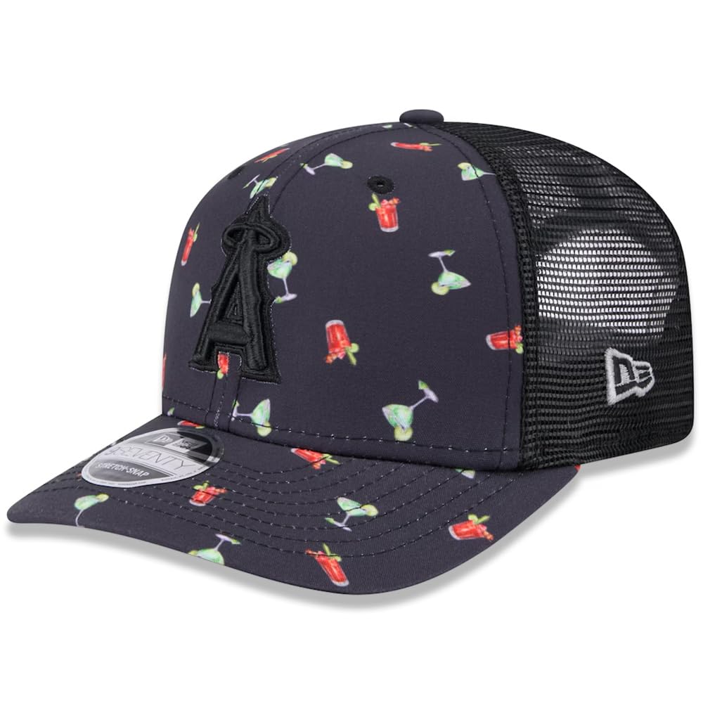 New Era Men's Black La Los Angeles Angels 9Seventy Adventure Trucker Snapback Cap, Adjustable Hat