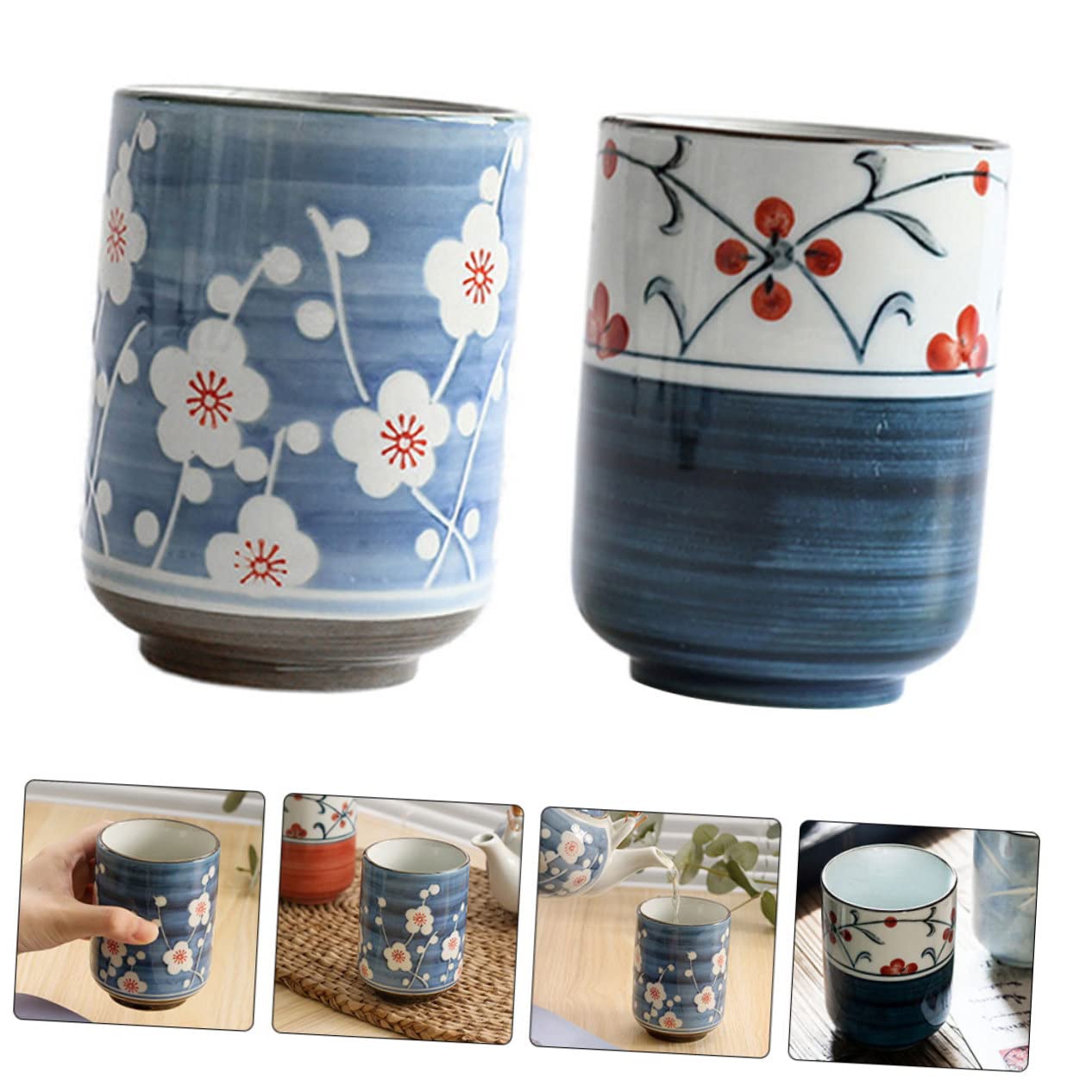 Ciieeo 2piezas Tazas De Cerámica Japonesa Pintadas Mano Para Té y Agua Decorativas y Prácticas Para Casa y Cafetería