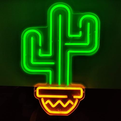 Miniatura 9 de QILAND - Letrero LED de neón de cactus súper brillante hecho a mano, tamaño de luz de neón de 12.2 x 17.7 pulgadas, para escaparate, tienda,