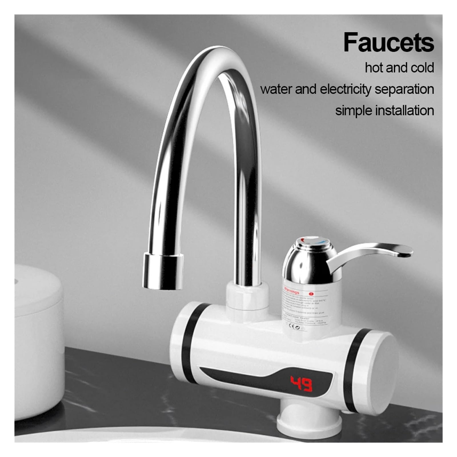 Rubinetto For Riscaldamento Istantaneo Elettrico Scaldabagno Senza Serbatoio Da 3000 W Rubinetto For Riscaldamento Rapido Regolabile Con Temperatura Digitale For Cucina Bagno La Sicurezza Efficiente(A