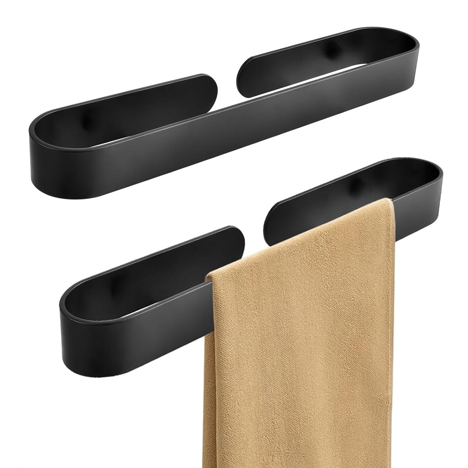 Porte-serviettes mural noir sans perçage de 50 cm pour salle de bain