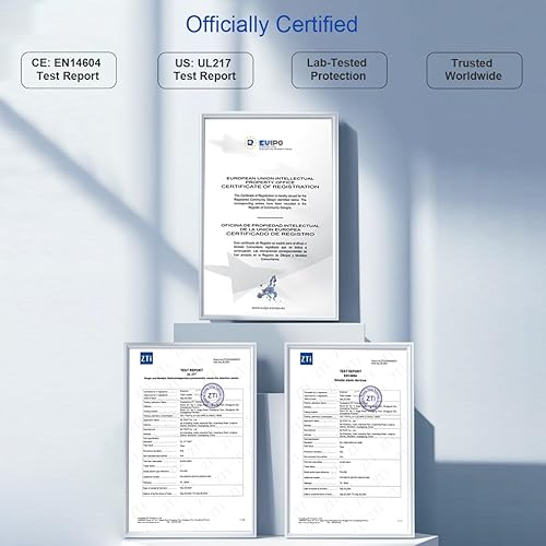 Miniatura 9 de Detector de humo de batería de 10 años para el hogar  Alarma de incendio de 85 dB, sensor fotoeléctrico de grado militar que reduce un 70% de falsas